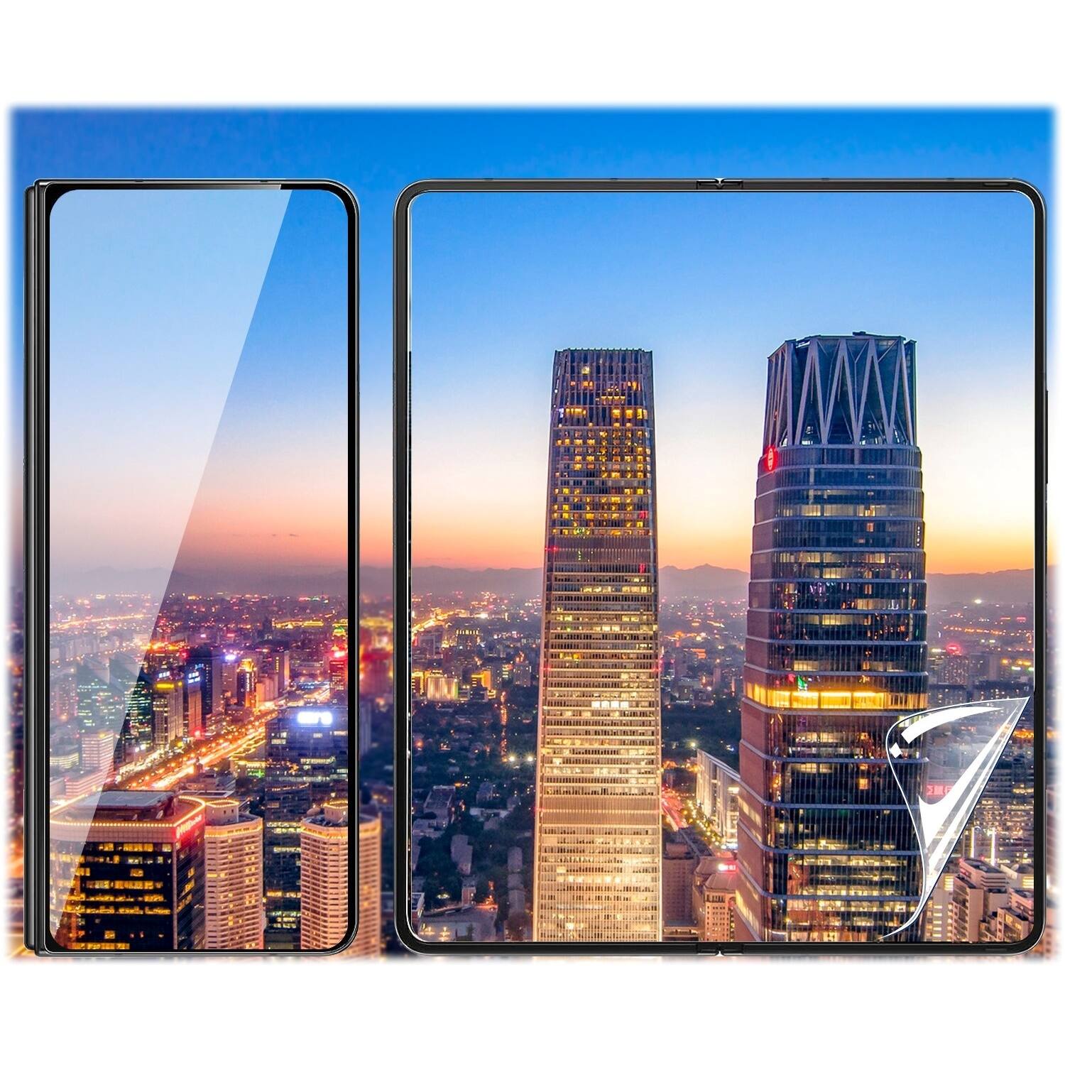 Alt View 15. SaharaCase - ZeroDamage Ultra Strong+ Tempered Glass + Film Screen Protector for Samsung Galaxy Z Fold5 (2-Pack) - Clear.