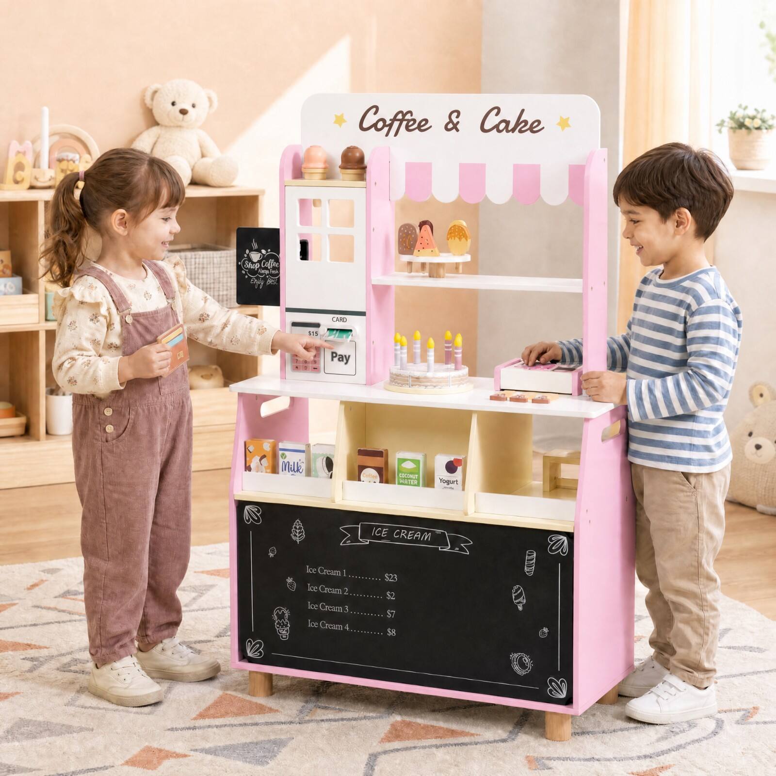 Coffee & Cake

Shep Coffee Days A

CARD
$15

Pay

Milk
Coffee
DISCOUNT
WATER
Yogurt
ICE CREAM

Ice Cream 1 $23
Ice Cream 2 $2
Ice Cream 3 $7
Ice Cream 4 $8