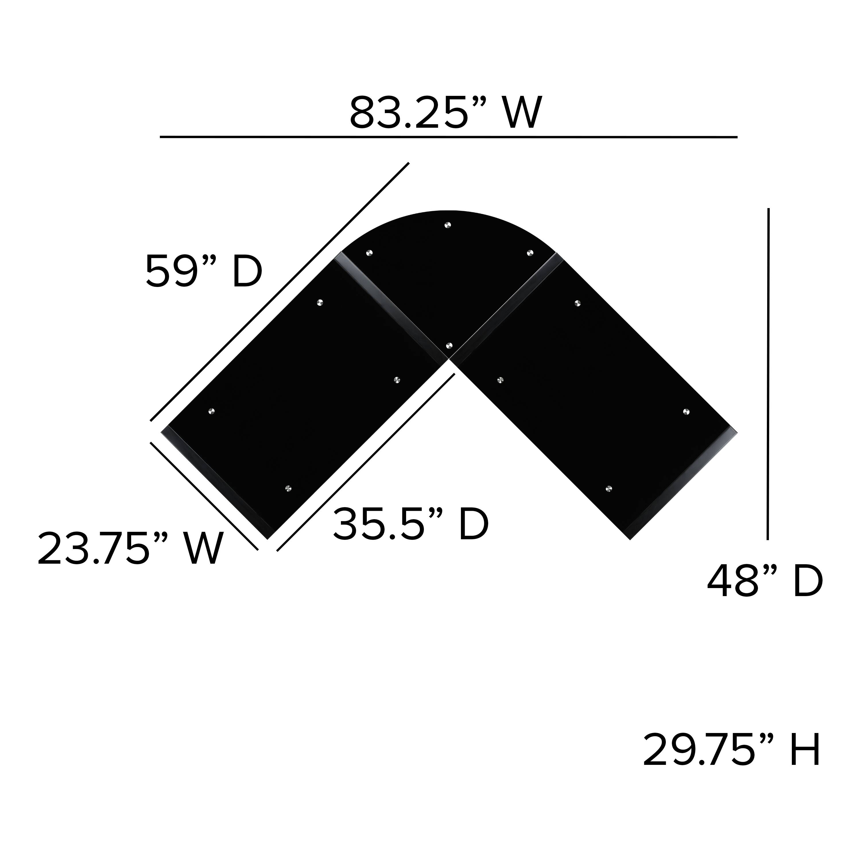 83.25" W  
59" D  
23.75" W  
35.5" D  
48" D  
29.75" H