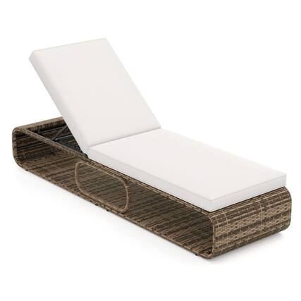 Front. Boyel Living - White 7Position Adjustable PE Rattan Outdoor Chaise Lounge Chair 73.0in L x 34.0in W x 25.5in H - White.