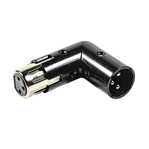 Front. HQRP - 3-Pin XLR Adjustable Angle Adapter Male to Female - 4 Position 90 Degree Low-Profile Connector - Black.