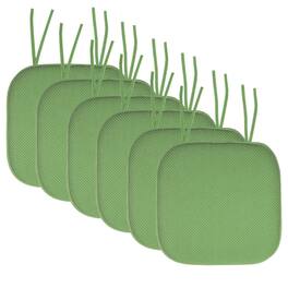 Sweet Home Collection - Honeycomb Memory Foam Non-Slip 16" x 16" Chair Cushion Pad with Ties, 6-Pack - Green