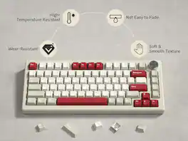 Womier - PBT Keycaps,Cherry Profile Double-Shot Keycap for 60% 65% 75% 100% TKL US Layout Mechanical Keyboard - Gray