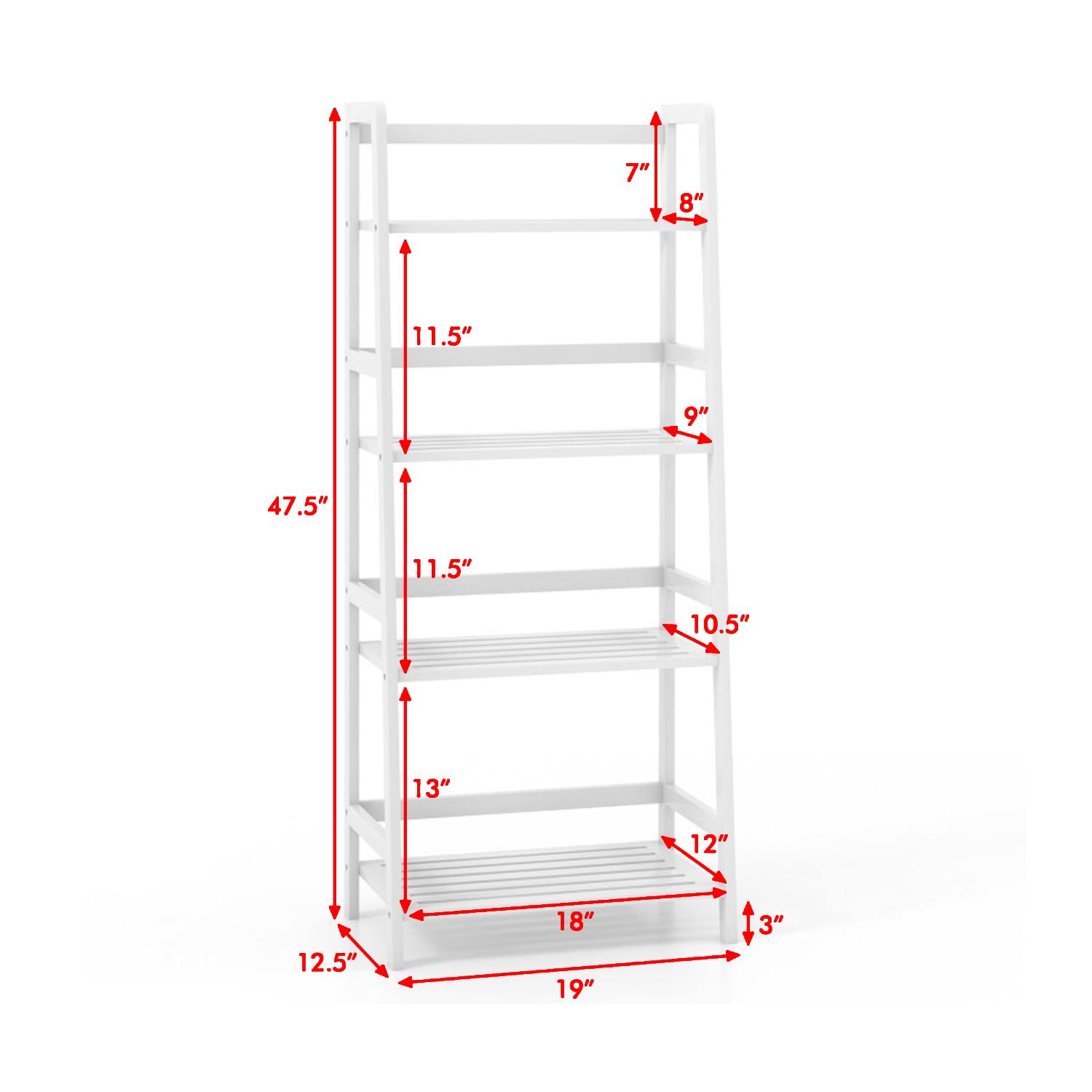 7" 8" 11.5" 9" 47.5" 11.5" 10.5" 13" 12" 12.5" 18" 19" 3"