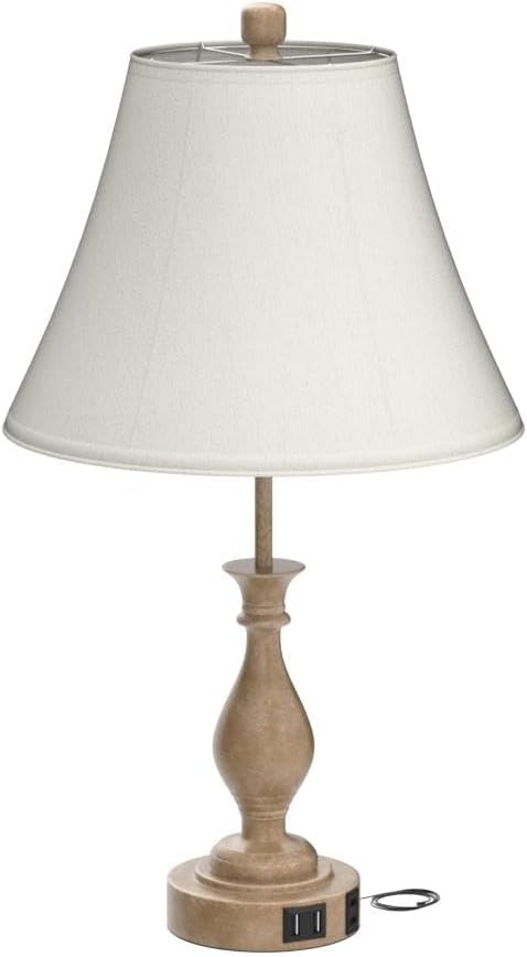 Alt View 1. Stamp n Camp - Farmhouse Table Lamp Touch Control 3-Way Dimmable Table Lamp Modern Nightstand Lamp with 2 USB Port Bedside Desk... - Pack 1-Beige Shade & Pull Chain.