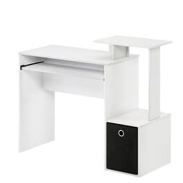 BisonOffice - White, Black multipurpose computer desk with storage bin, home office workspace - White/Black