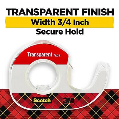 TRANSPARENT FINISH  
Width 3/4 Inch  
Secure Hold  

Transparent Tape  

Scotch  
3M