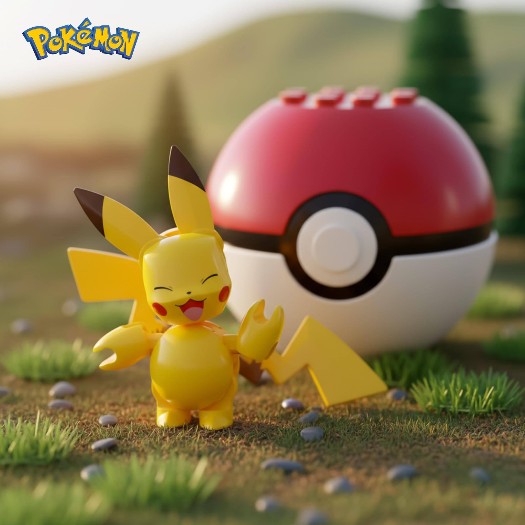 Alt View 10. Mattel - Pokemon Mega Construx Poke Ball 16-Piece Building Set | Pikachu - Yellow.