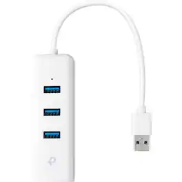 TP-Link - (UE330) - USB 3.0 to Ethernet Adapter, Portable 3-port USB Hub with 1 Gigabit - RJ45 Ethernet Port Network - Black