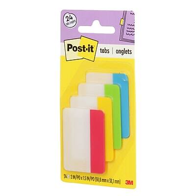 24 Post-it tabs | onglets  
24 tabs / 24 onglets  
15 IN / 15 PO  
50,8 mm x 38,1 mm  
3M