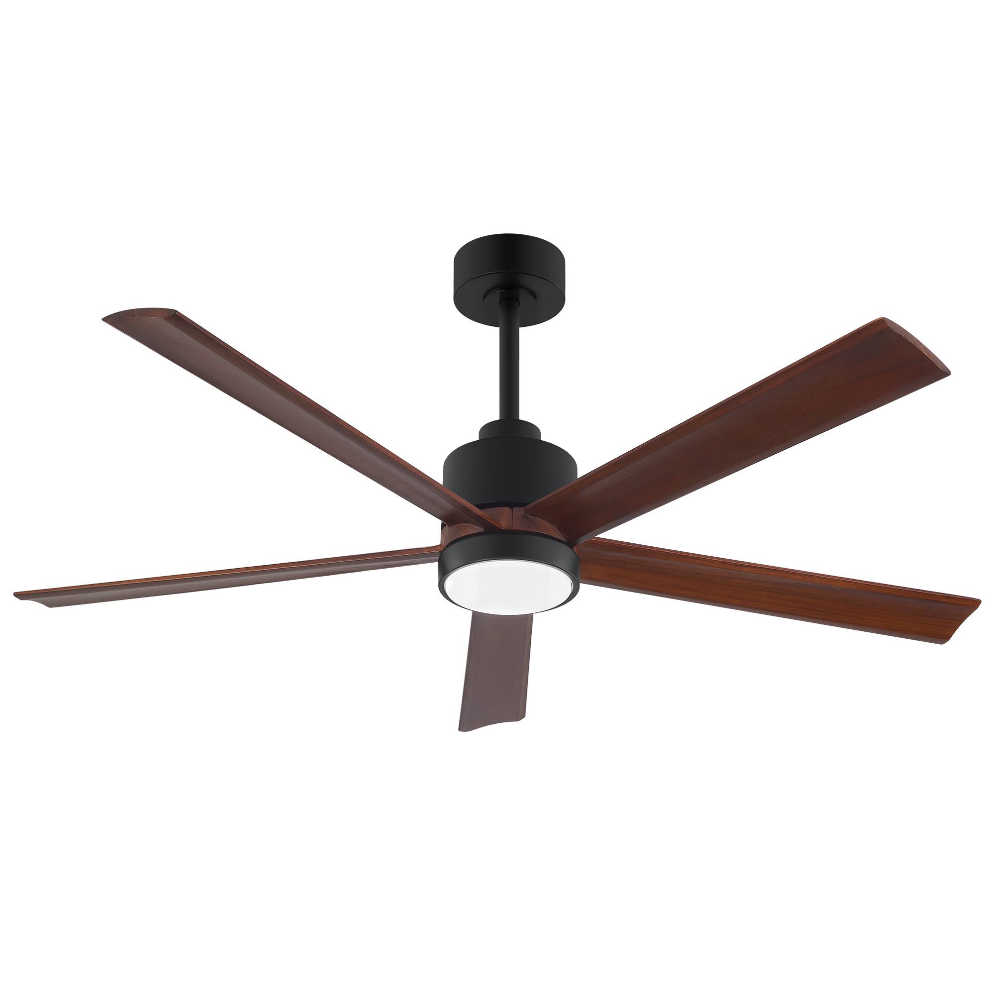 Angle. Breezary - 52" Smart LED Ceiling Fan with Light, Remote & APP Control, 6-Speed, 1/4/8H Timer, 5 Wood Blades, DC Motor - Matte Black.