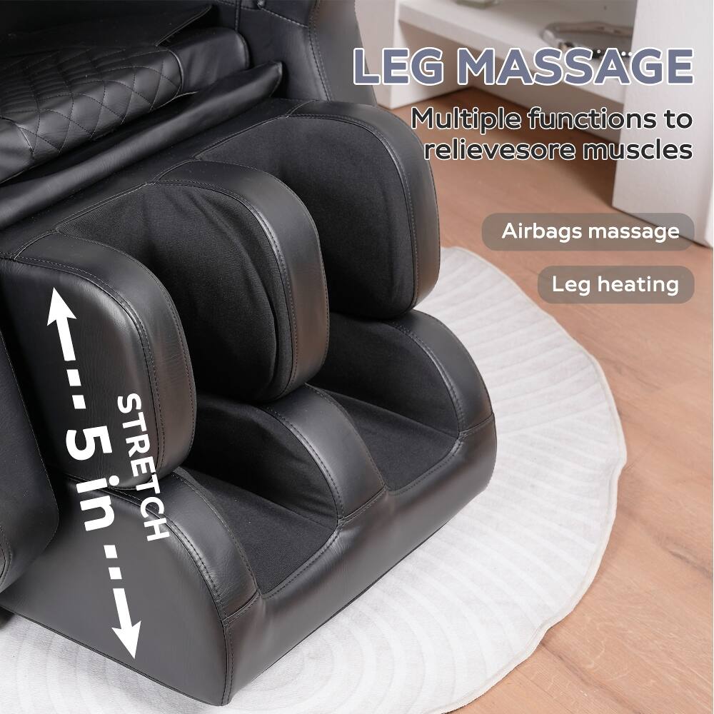 LEG MASSAGE  
Multiple functions to relieve sore muscles  
5 STRETCH in  
Airbags massage  
Leg heating