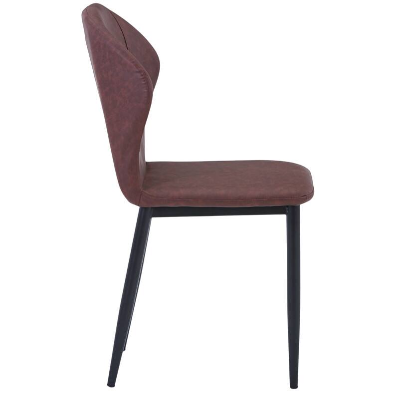 Alt View 5. LeisureMod - Mosaic Modern Fabric Upholstered Side Dining Chair with Accent Diamond Stitched Backrest and Metal Legs - Plum Purple.