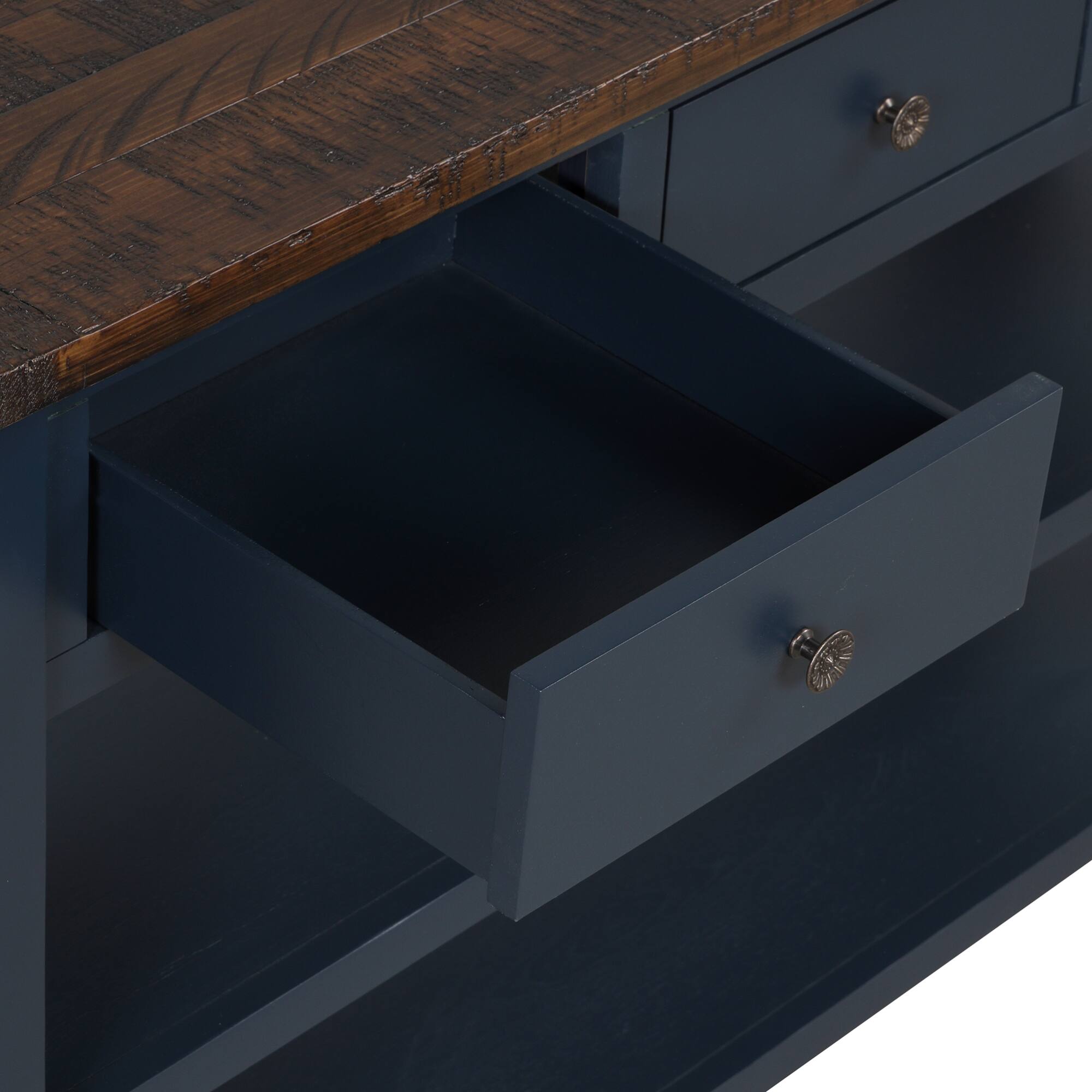 Alt View 10. GOODSILO - Solid Wood Console Table with Storage Drawers and Shelves for Entryway, Living Room, or Bedroom - Blue.