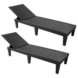 Sunnydaze - 5-Position Adjustable Sun Lounger - Set of 2 - Black