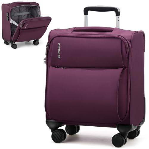 Front. Vulpecula Spade - 16 Inch Underseat Carry On Luggage with Spinner Wheels Airline Approved, Small Rolling Suitcase Softside Underseater - Purple.