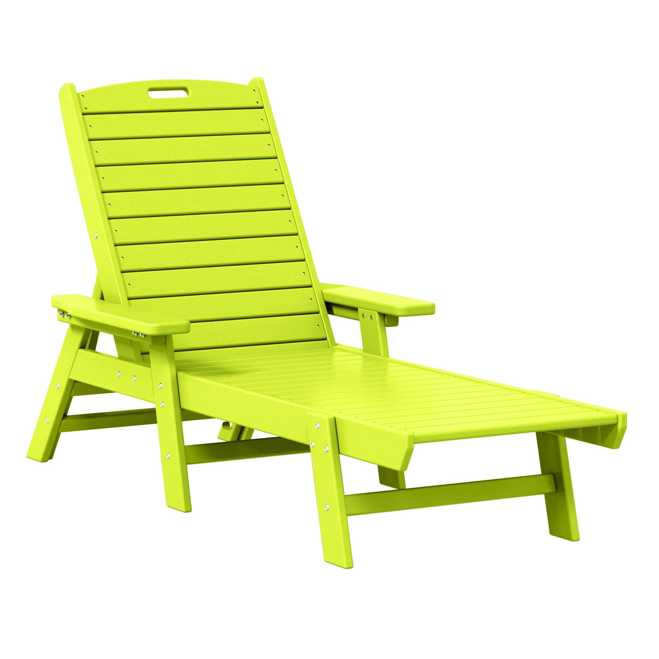 Left. WestinTrends - WestinTrends Malibu 3 piece Set Poly Adirondack Outdoor Chaise Lounges with Side Table - Lime.