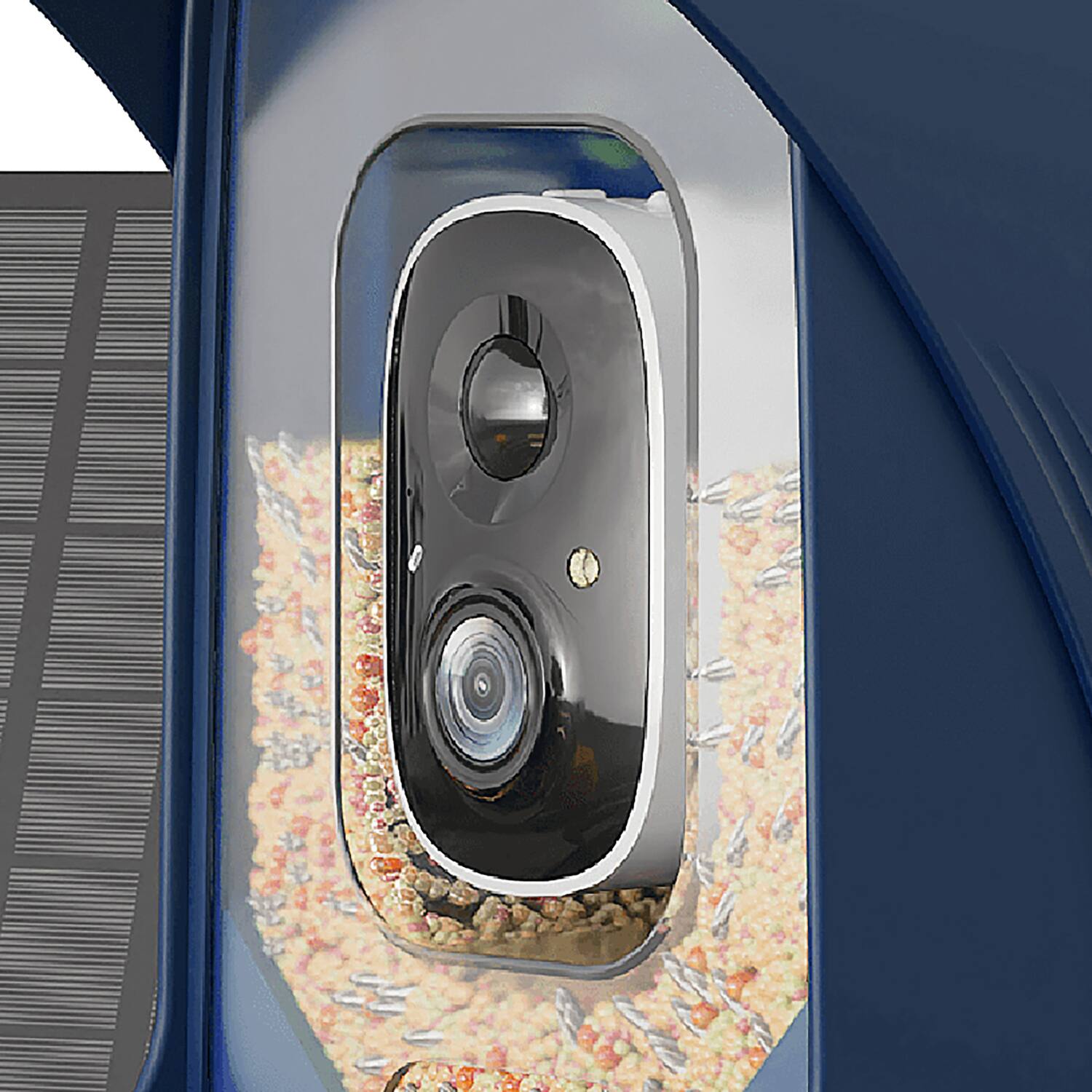 Angle. PerchMe - AI-Recognition Smart Bird Feeder with Camera, Solar Powered - Navy Blue.