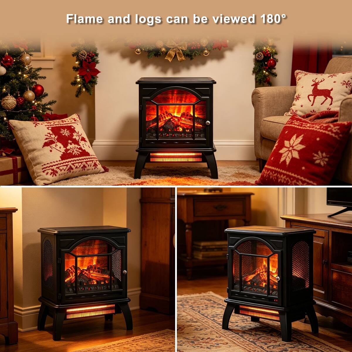 Flame and logs can be viewed 180°
