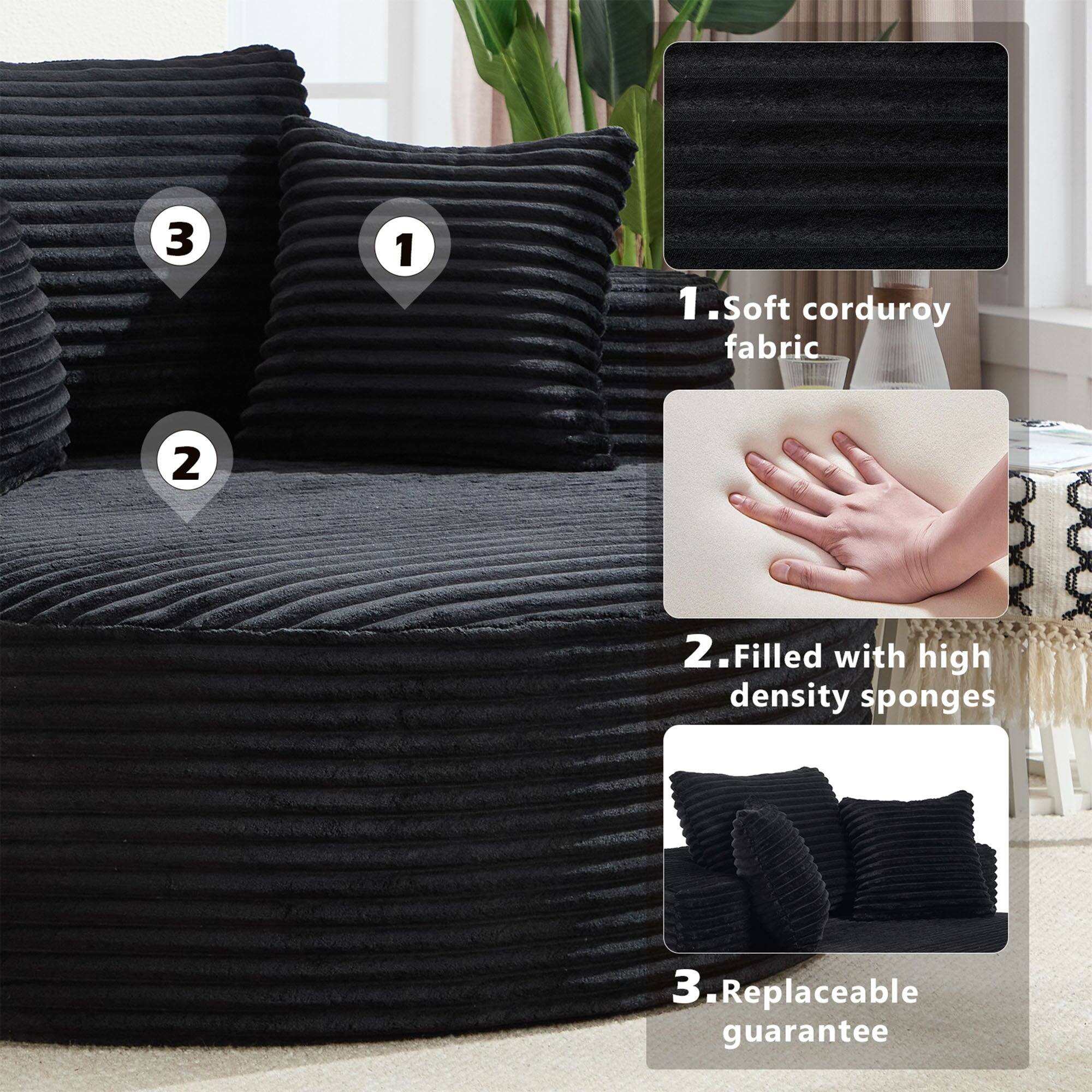 1. Soft corduroy fabric

2. Filled with high density sponges

3. Replaceable guarantee