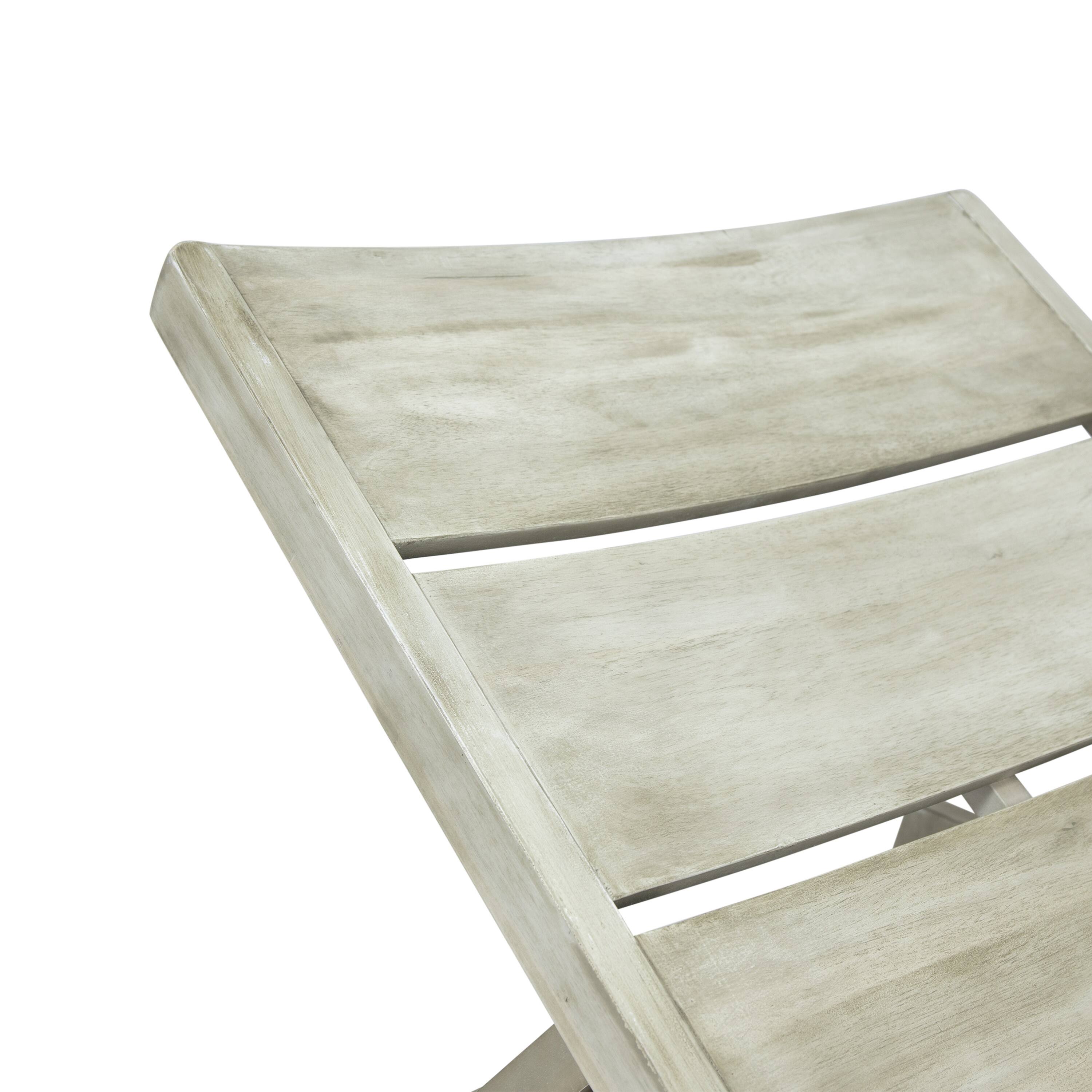 Alt View 4. Mondawe - Set of 2 Outdoor Acacia Wood Chaise Lounge Set - Grey.
