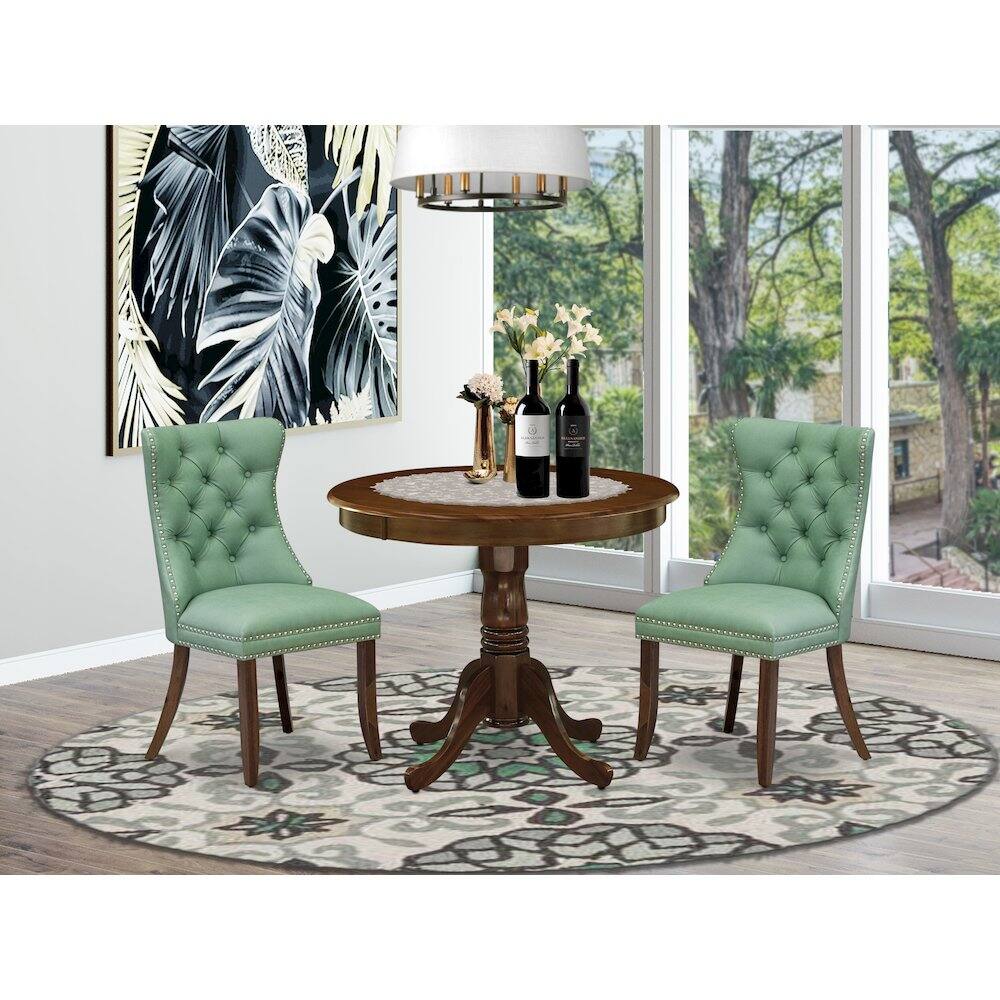Alt View 9. East West Furniture - 3 Piece Kitchen Table & Chairs Set - Brown.