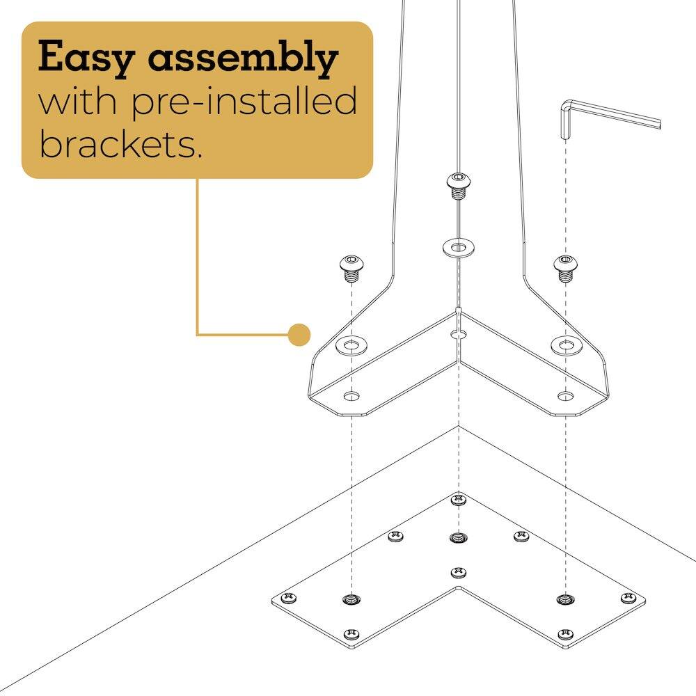 Easy assembly with pre-installed brackets.