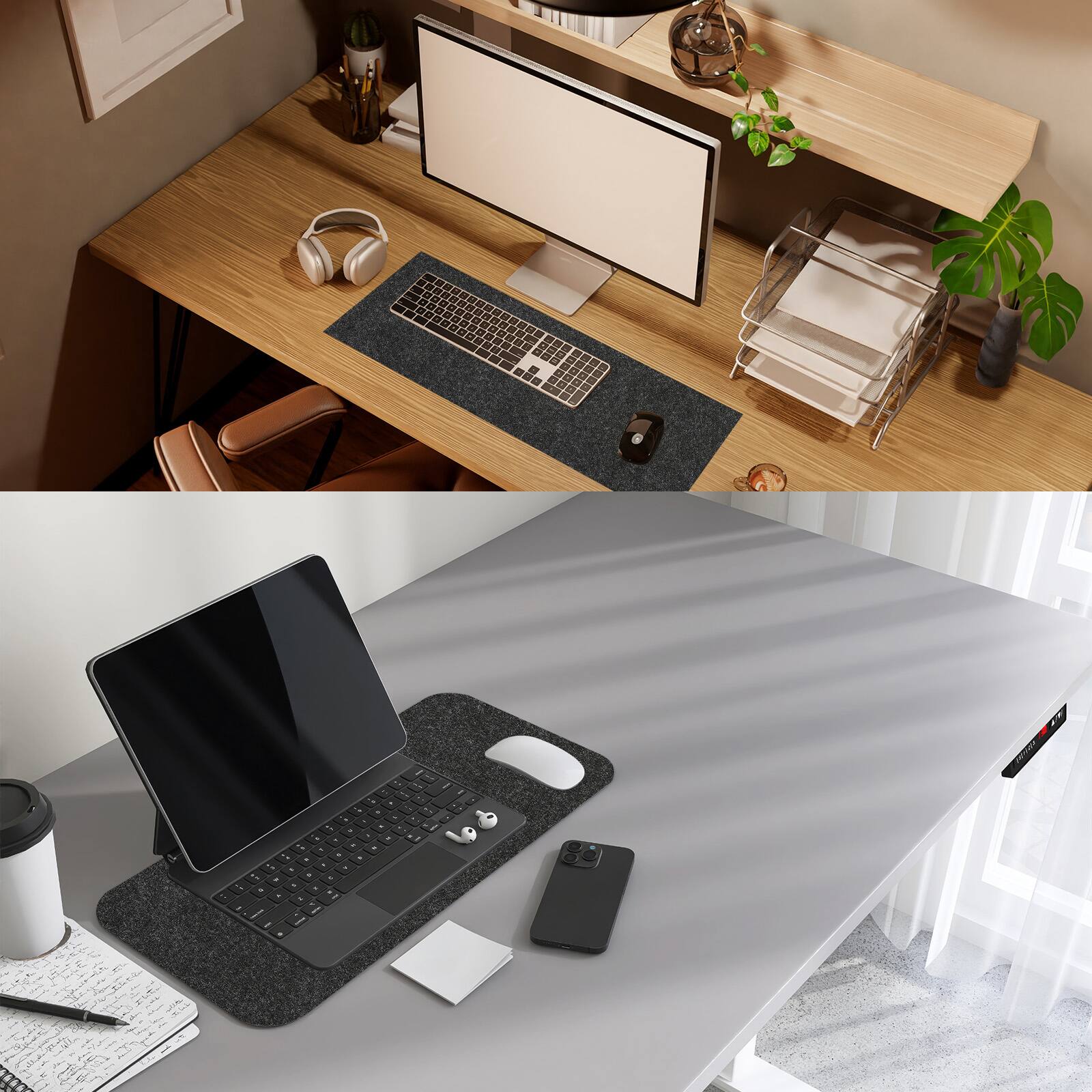 Alt View 6. Unique Bargains - 31.5" x 15.7" Large Felt Desk Pad, Non-Slip Desk Mat Full Table Mouse Pad for Laptop Computer Writing Desk Gaming Home - Dark Gray.