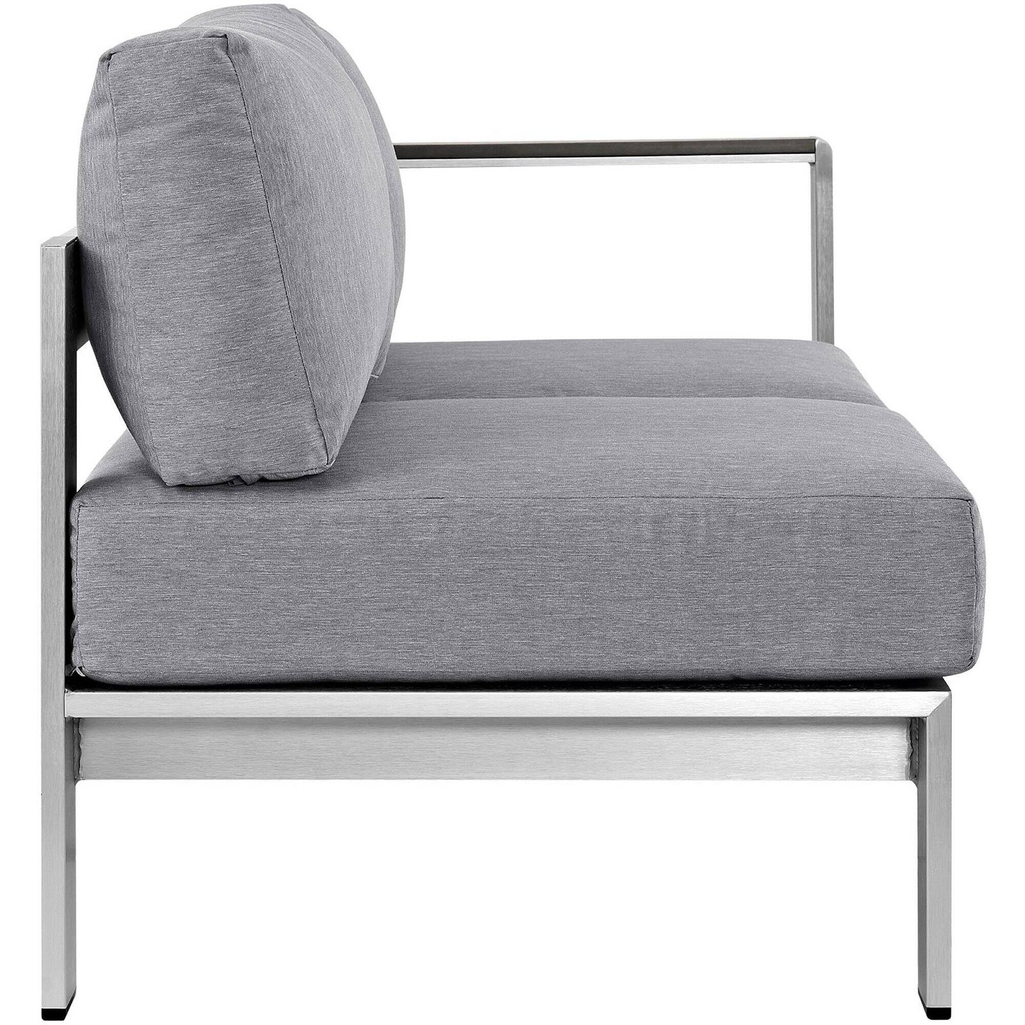 Left. Modway - Shore Right-Arm Corner Sectional Outdoor Patio Aluminum Loveseat by Modway - Silver Gray.