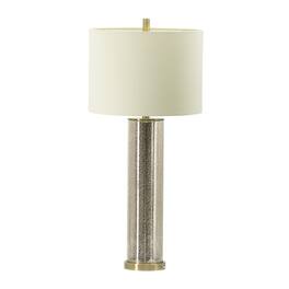 Luckbyte - 16x16x35 Inch Gold Mirrored Glass Table Lamp With White Fabric Shade