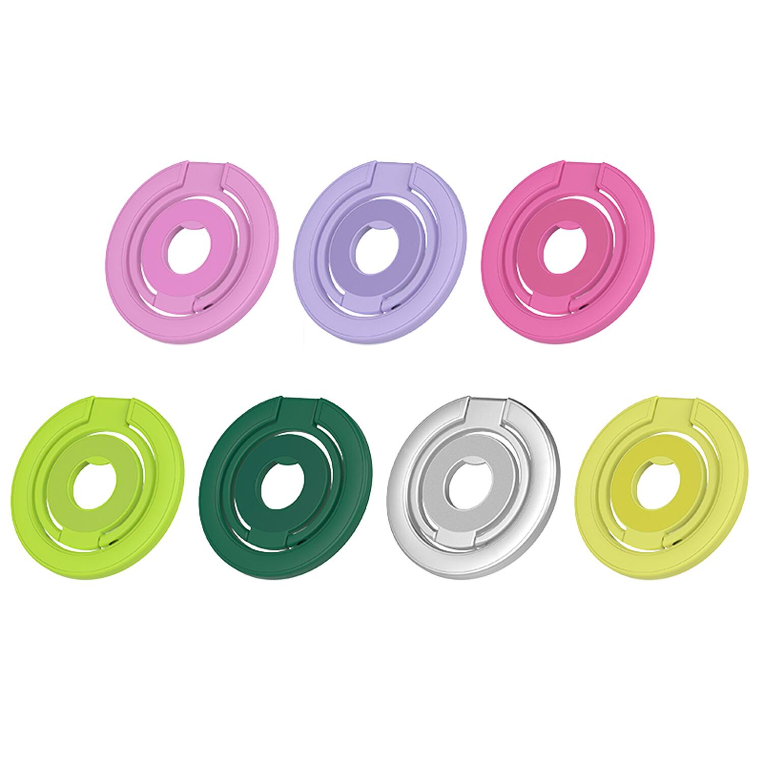 Left. Dteck - Three-Foldable Double-Sided Phone Kickstand,Car Mount Compatible,Mag Safe Magnetic Phone Ring Stand,Metal Phone Holder - Pink.
