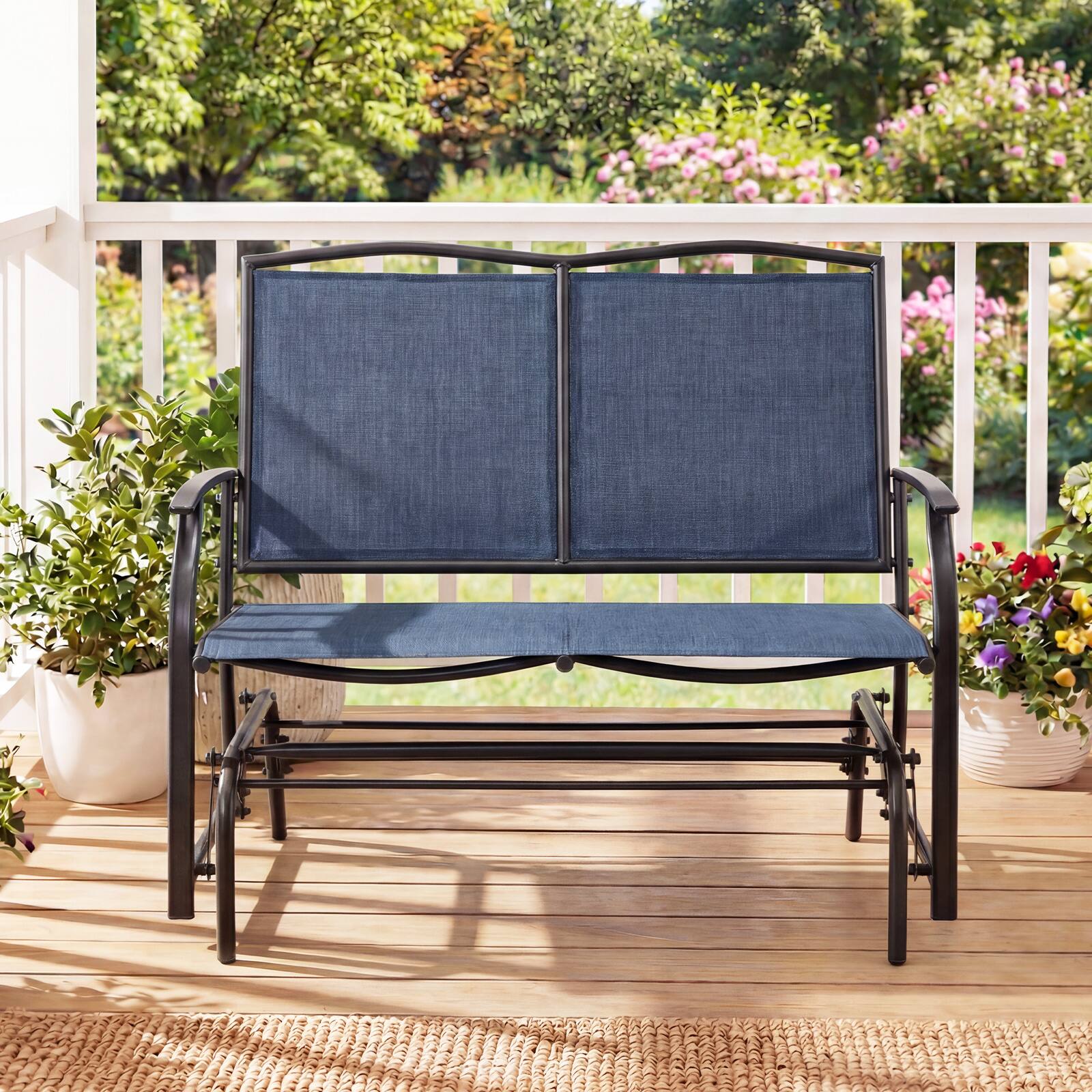 Alt View 1. Costway - Costway Patio Glider Rocking Bench Double 2 Person Chair Loveseat Garden - Blue.