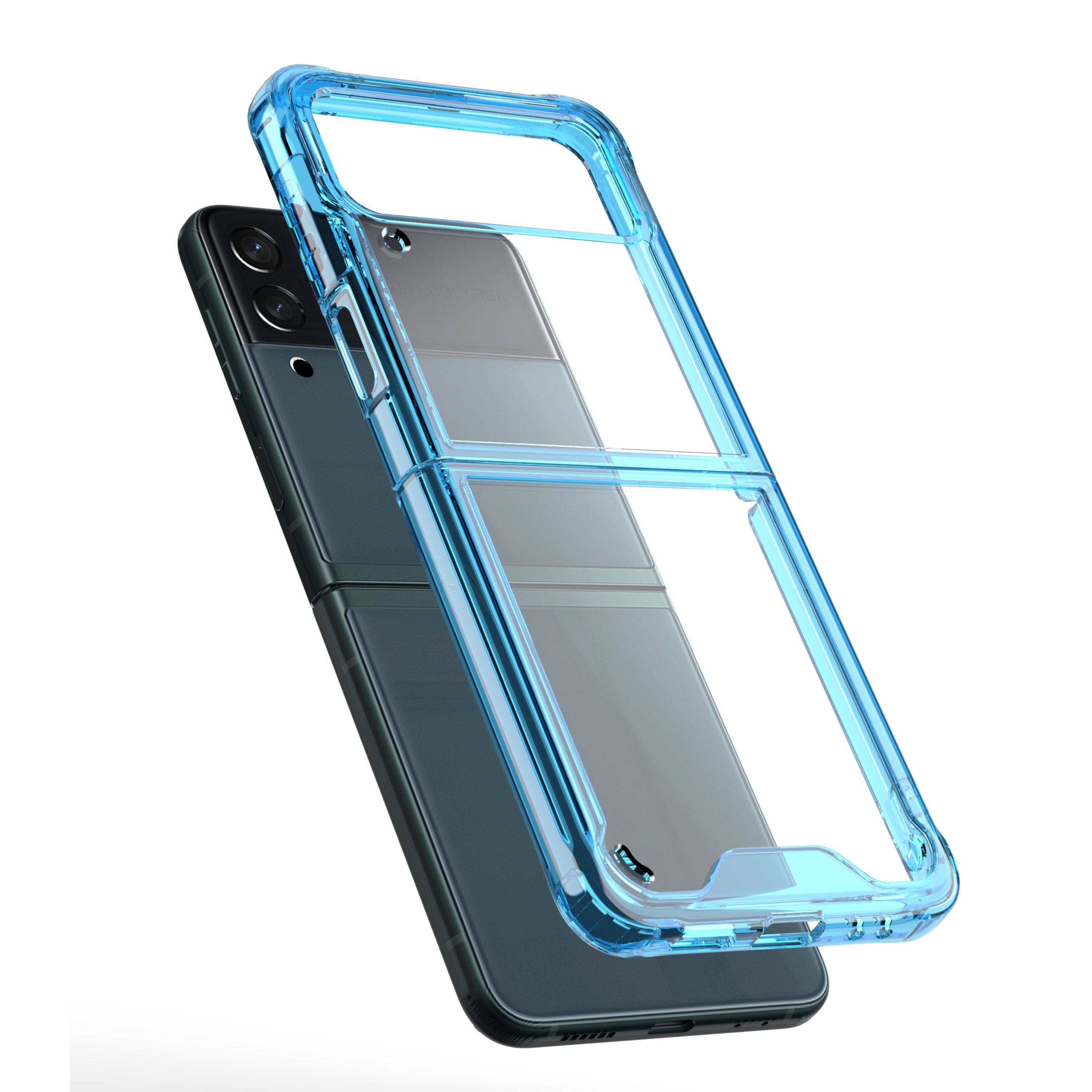Angle. Kitcheniva - Translucent Hybrid Shockproof Case For Samsung Galaxy Z Flip 6 Blue - Blue.