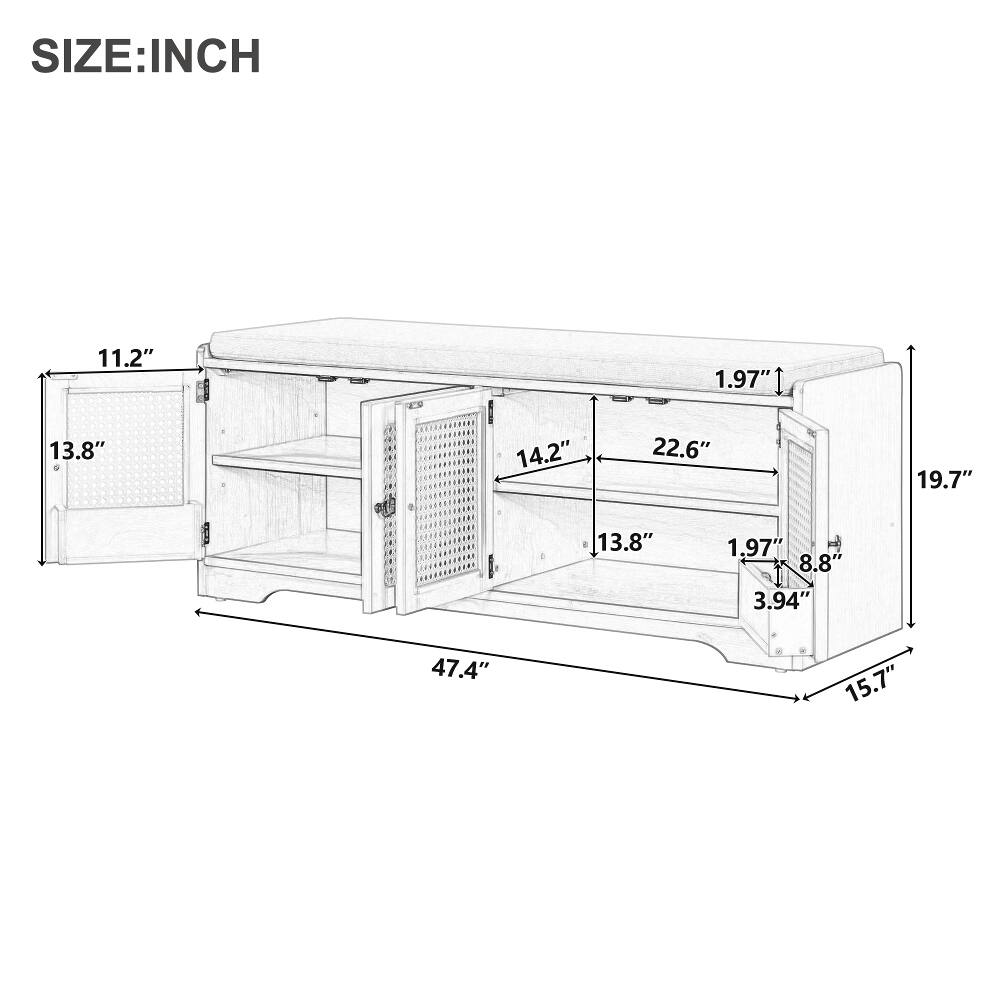 SIZE: INCH

11.2"
1.97"
13.8"
14.2"
22.6"
19.7"
13.8"
1.97" 8.8" 3.94"
47.4"
15.7"