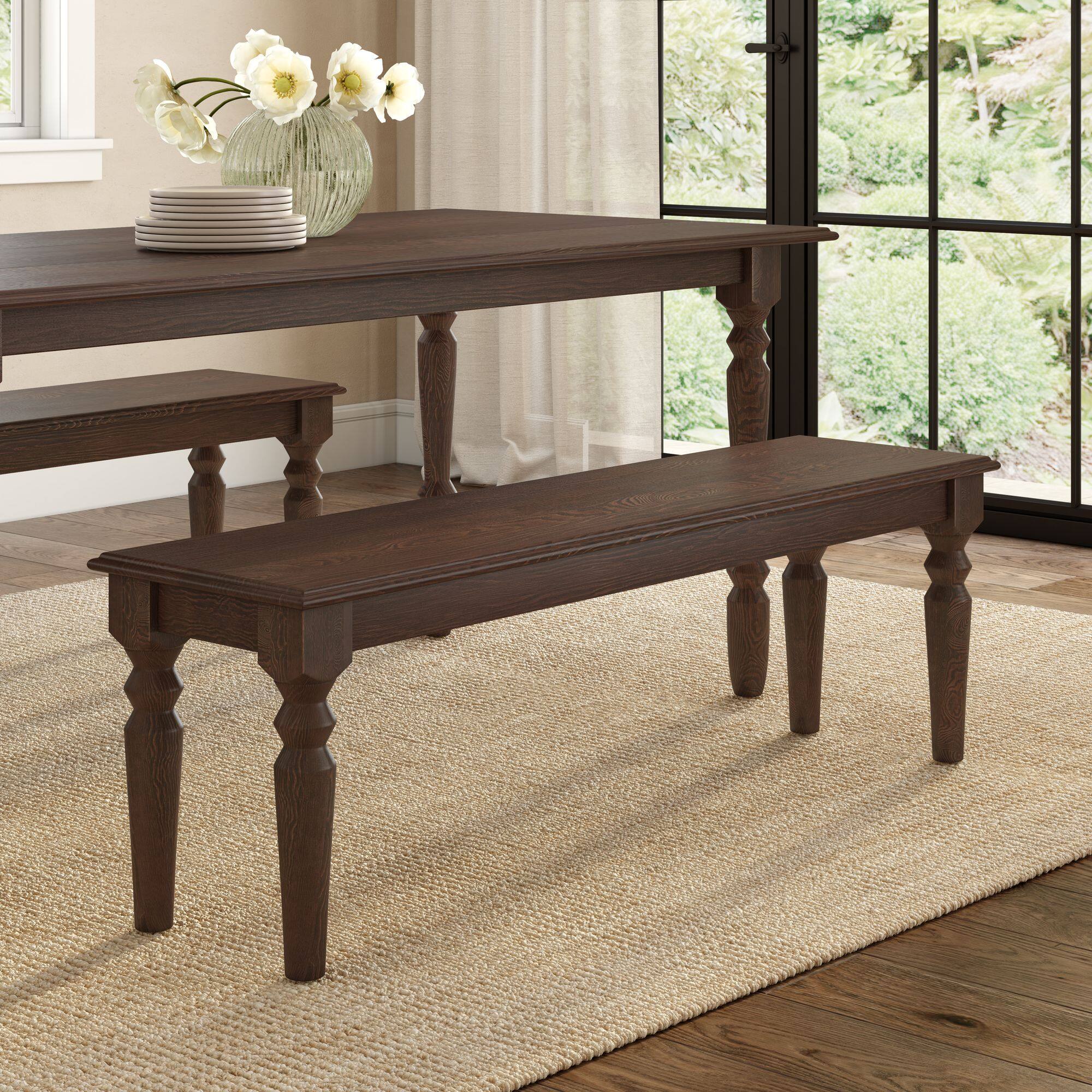 Front. Plank+Beam - Laurel Dining Bench (56in / 1422mm), Cognac - Cognac.
