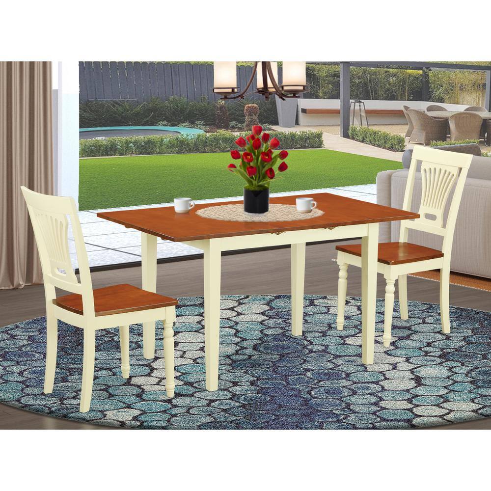 Back. East West Furniture - 3 PcKitchen Table set-Dining Table and 2 Kitchen Chairs - Buttermilk & Cherry.