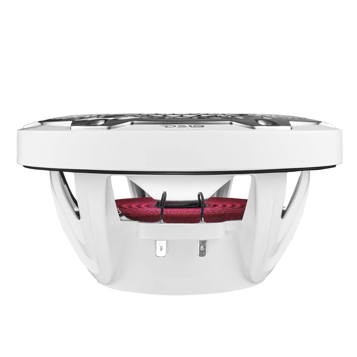 Alt View 4. DS18 Audio - NXL 8" 2-way Coaxial Speaker with RGB LED Lights, Built-in Driver and Grille (Pair), 125W RMS 4-Ohm - White.
