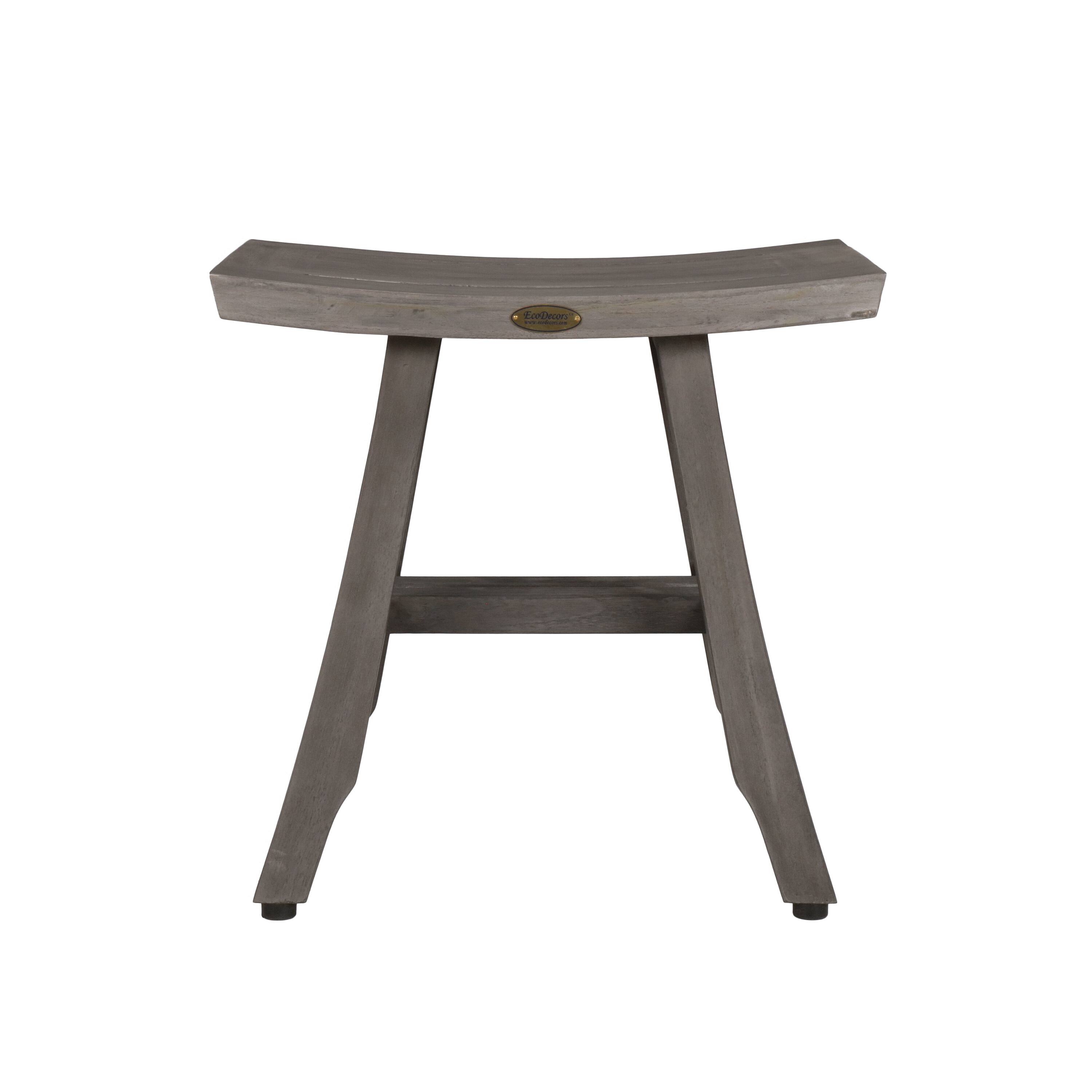 Front. CoastalVogue - CoastalVogue® Satori® 18" Teak Wood Shower Bench in Antique Gray Finish - Antique Gray.