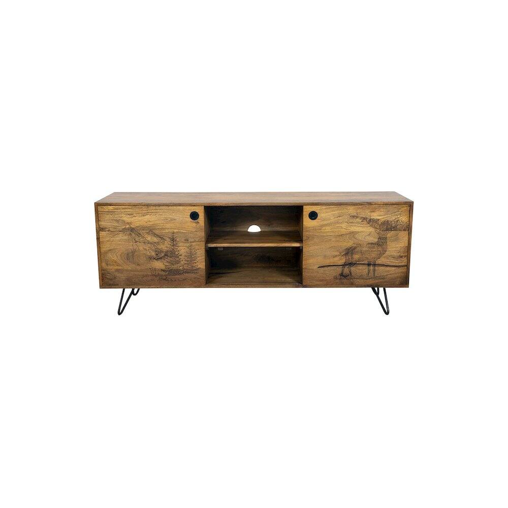 Alt View 1. Porter Designs - Porter Designs Alpine Solid Wood TV Stand, Natural - Brown.