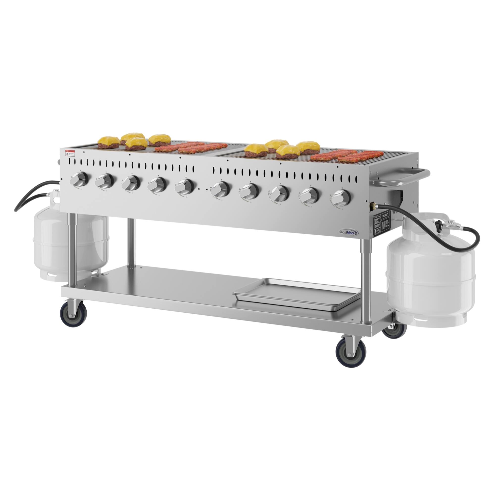 Angle. Koolmore - 72 in. Commercial Mobile Outdoor Propane Gas Grill, ETL Listed in Stainless-Steel (KM-CGM-72) - Stainless Steel.