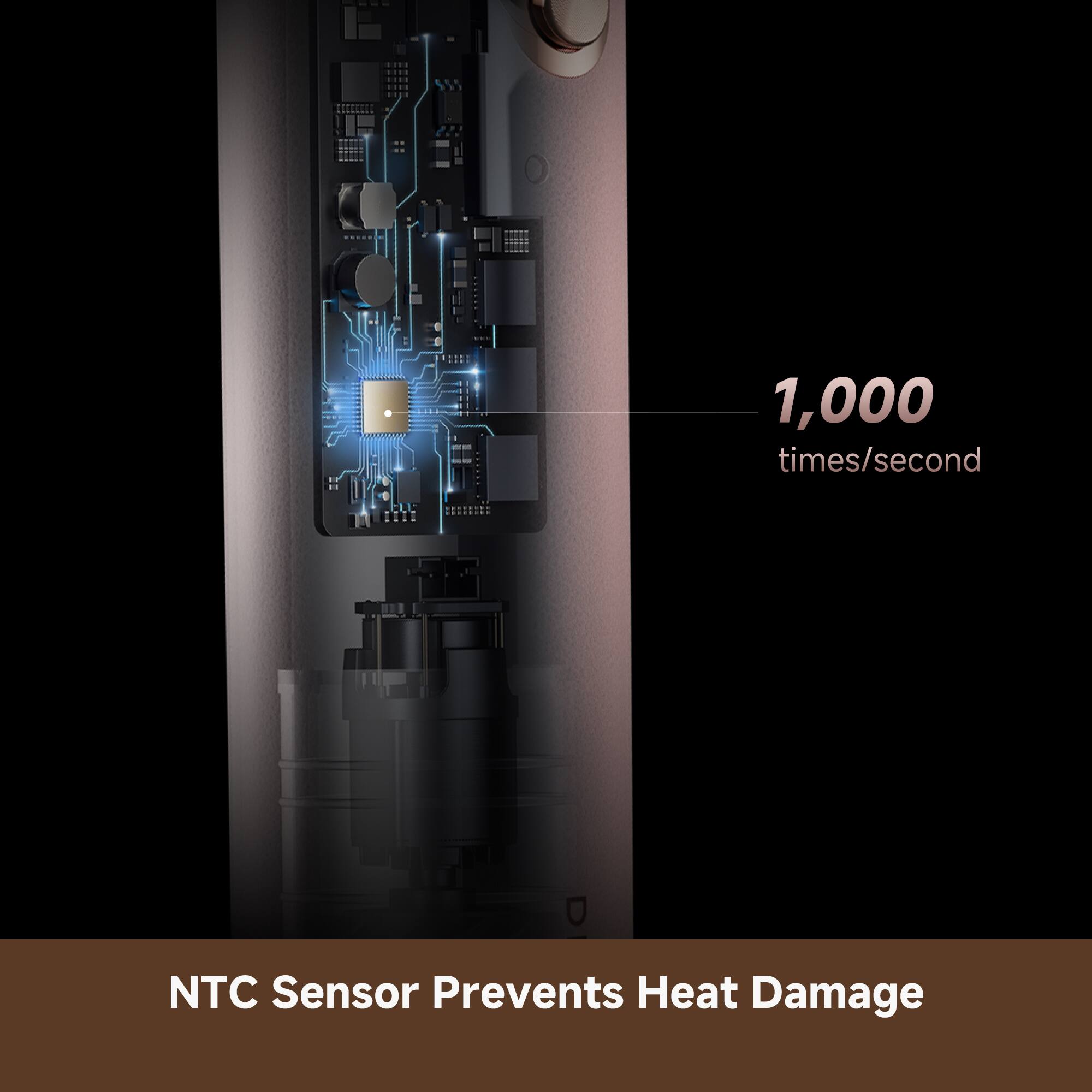 1,000 times/second NTC Sensor Prevents Heat Damage