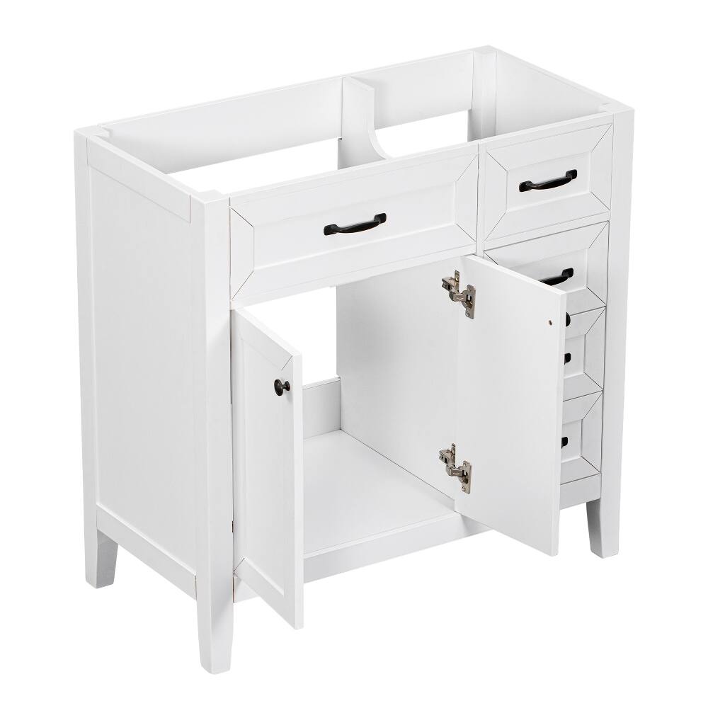 Alt View 10. Loheer - Loheer 36 inch bathroom vanity base only White Freestanding Cabinet with Drawers - White.