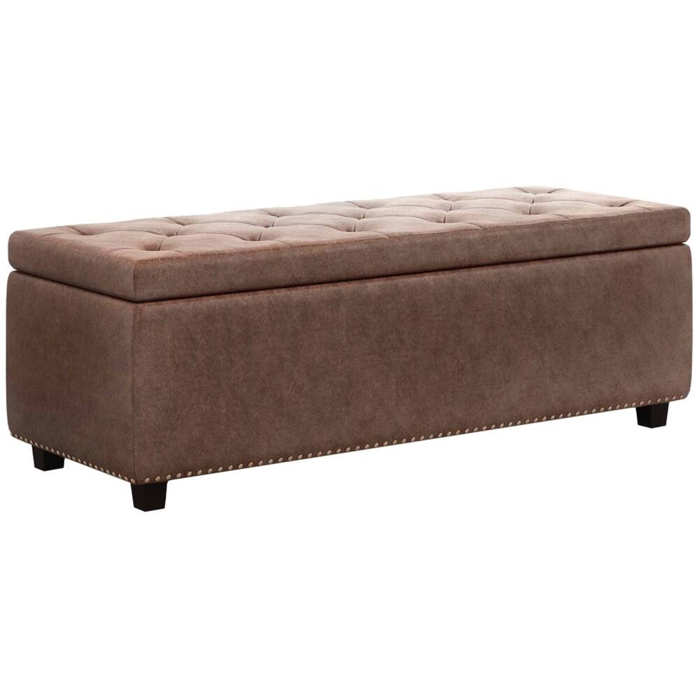 Left. Simpli Home - Hamilton Storage Ottoman - Distressed Umber Brown.