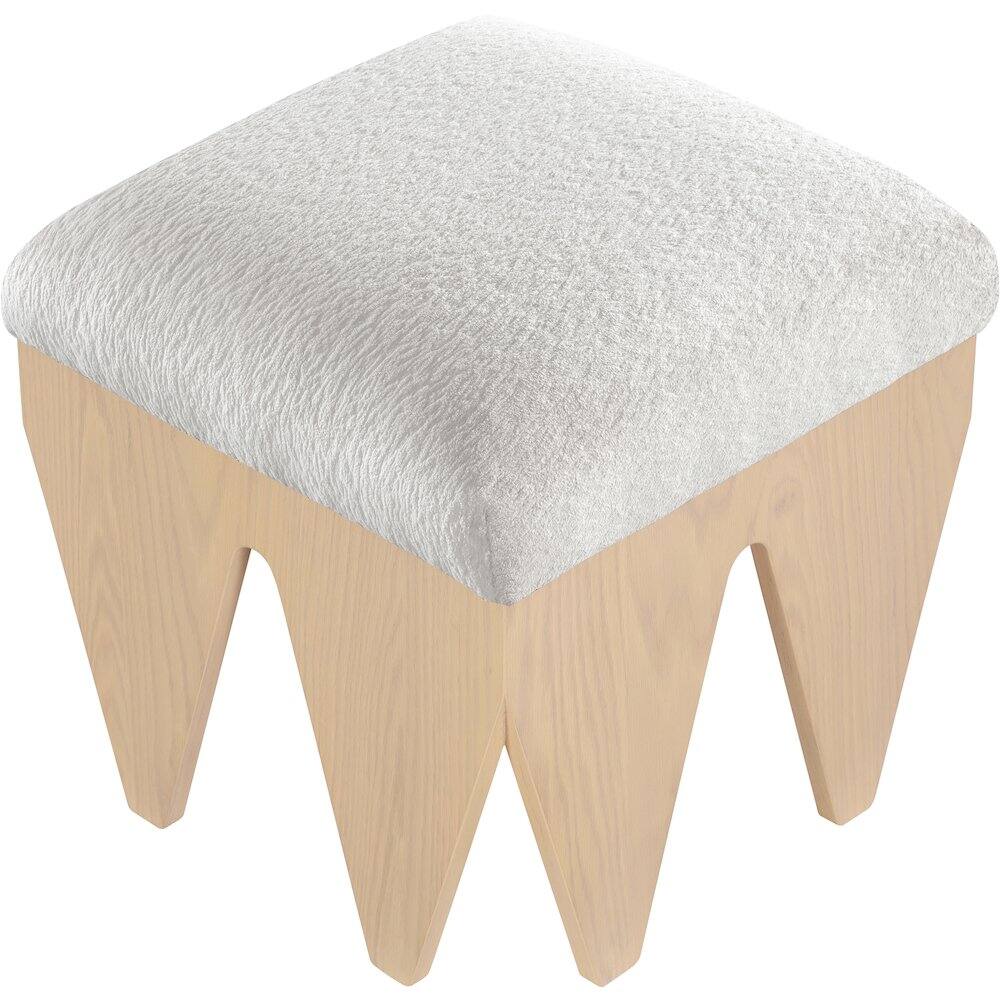 Alt View 3. Meridian Furniture - Altair Cream Velour Fur Fabric Bench - Beige.
