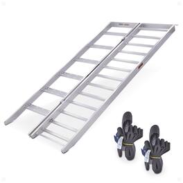 Black Widow - Aluminum Bi Fold Motorcycle Ramp with Steps, Folding Ramp - Silver