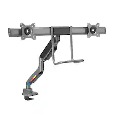 Front. Kensington - SmartFit™ Dual Monitor Arm with Crossbar and Handle - K58272WW - Silver.