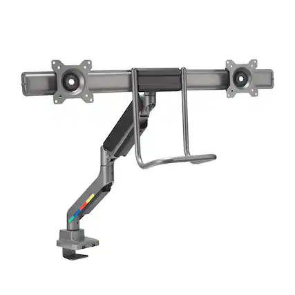 Front. Kensington - SmartFit™ Dual Monitor Arm with Crossbar and Handle - K58272WW - Silver.