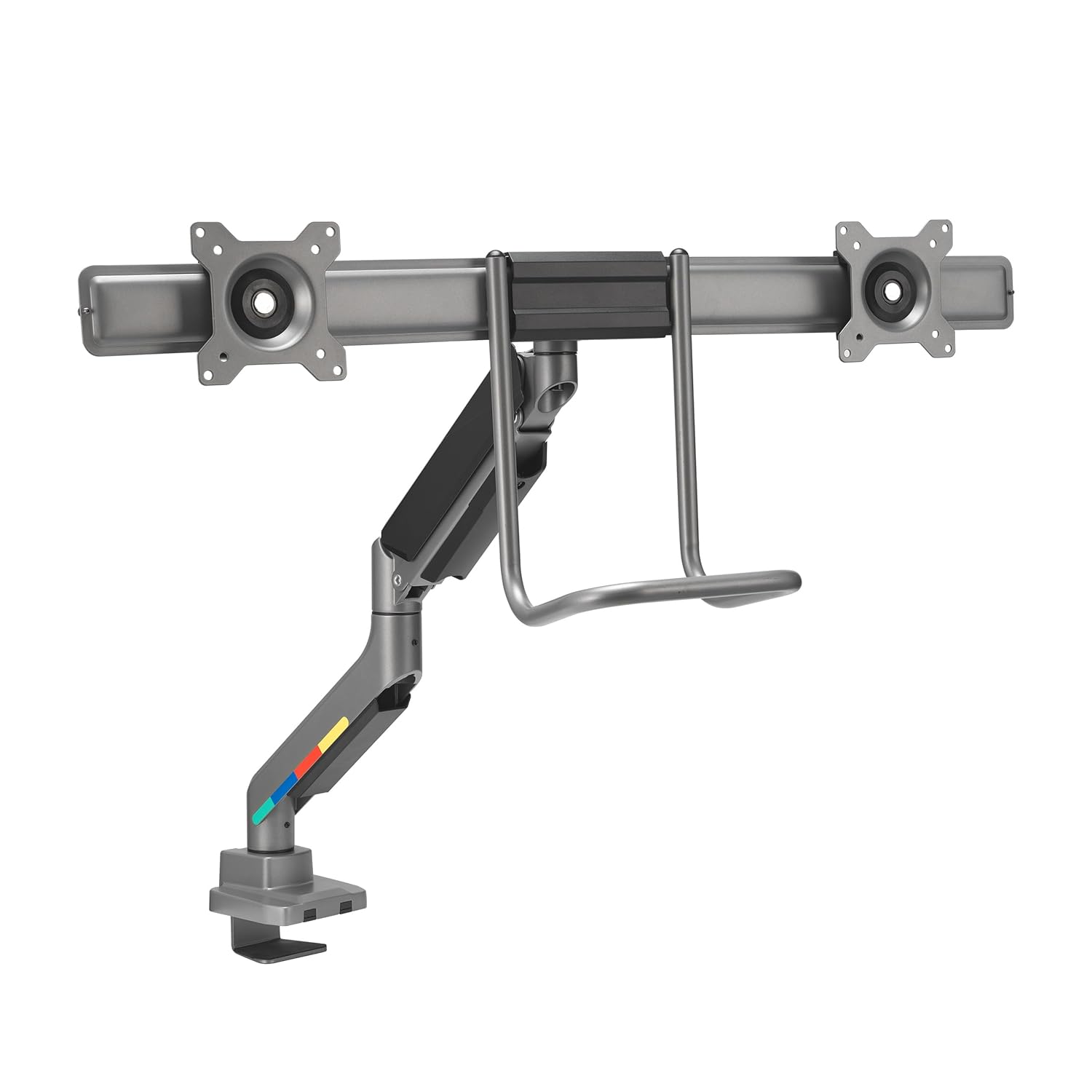 Front. Kensington - SmartFit™ Dual Monitor Arm with Crossbar and Handle - K58272WW - Silver.