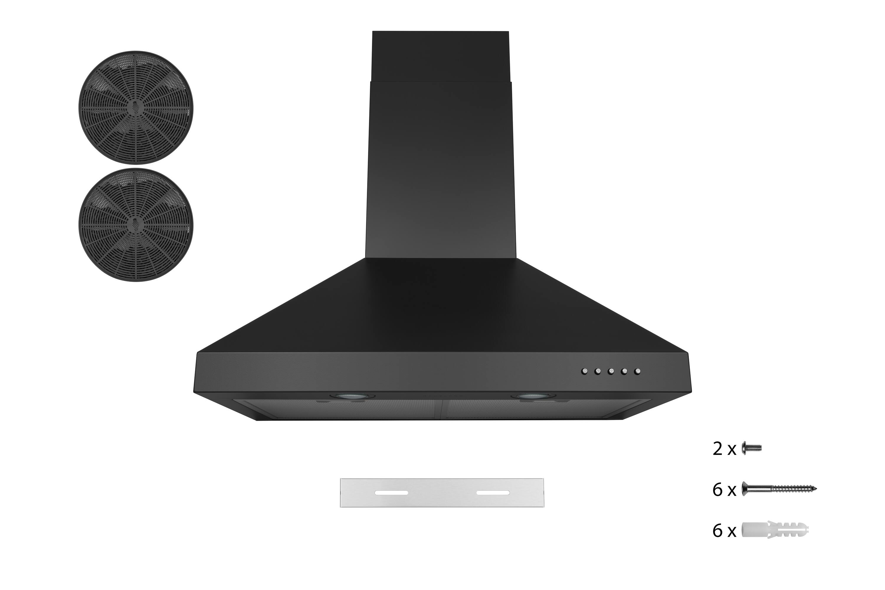 Alt View 7. Hauslane - Hauslane WM-530 Base 30-in Convertible Matte Black Wall-Mounted Range Hood (Charcoal Filters Included) - Matte Black.