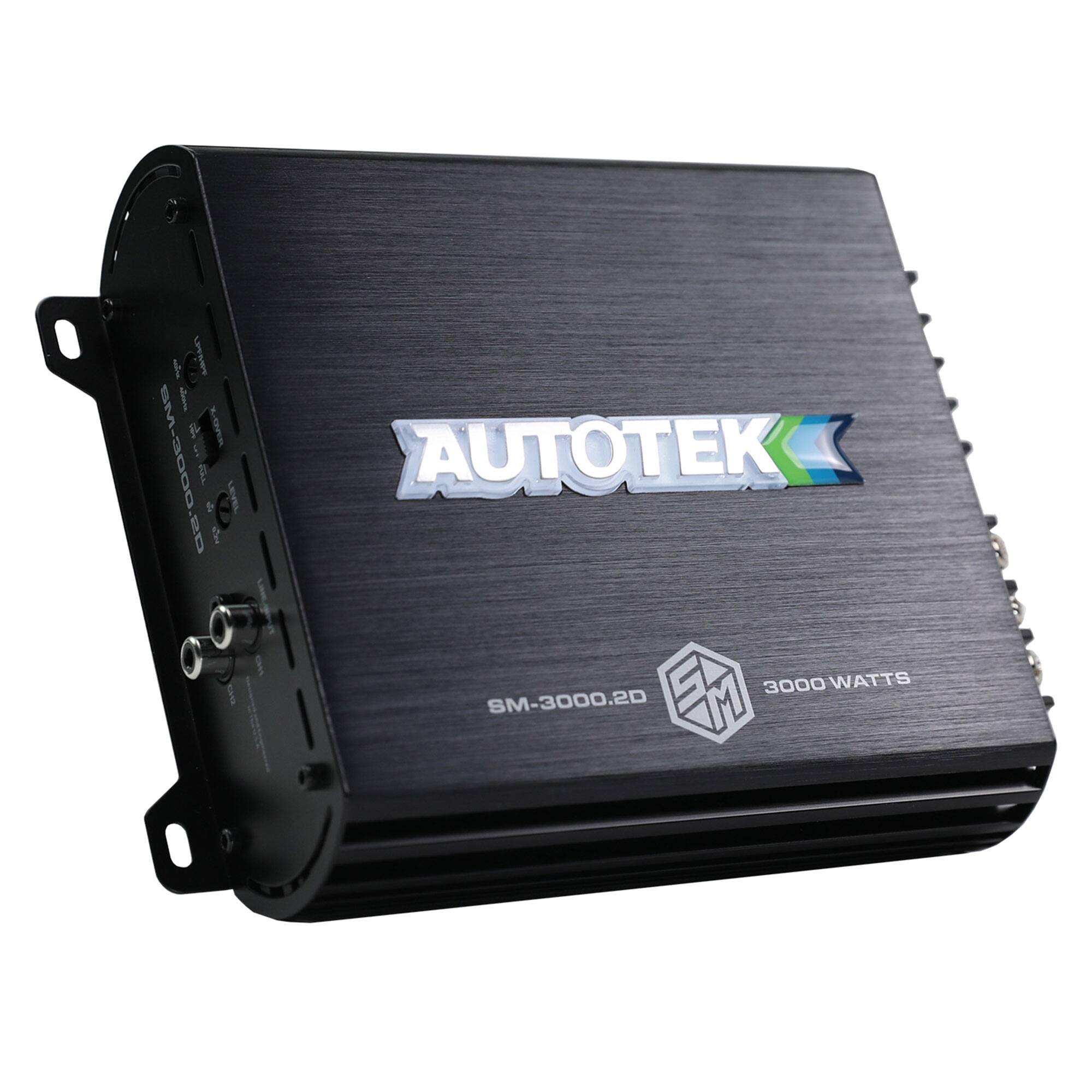 AutoTek - 3000W 2 Channel Car Audio Amplifier Bass Knob, Street Machine SM-3000.2D - Black